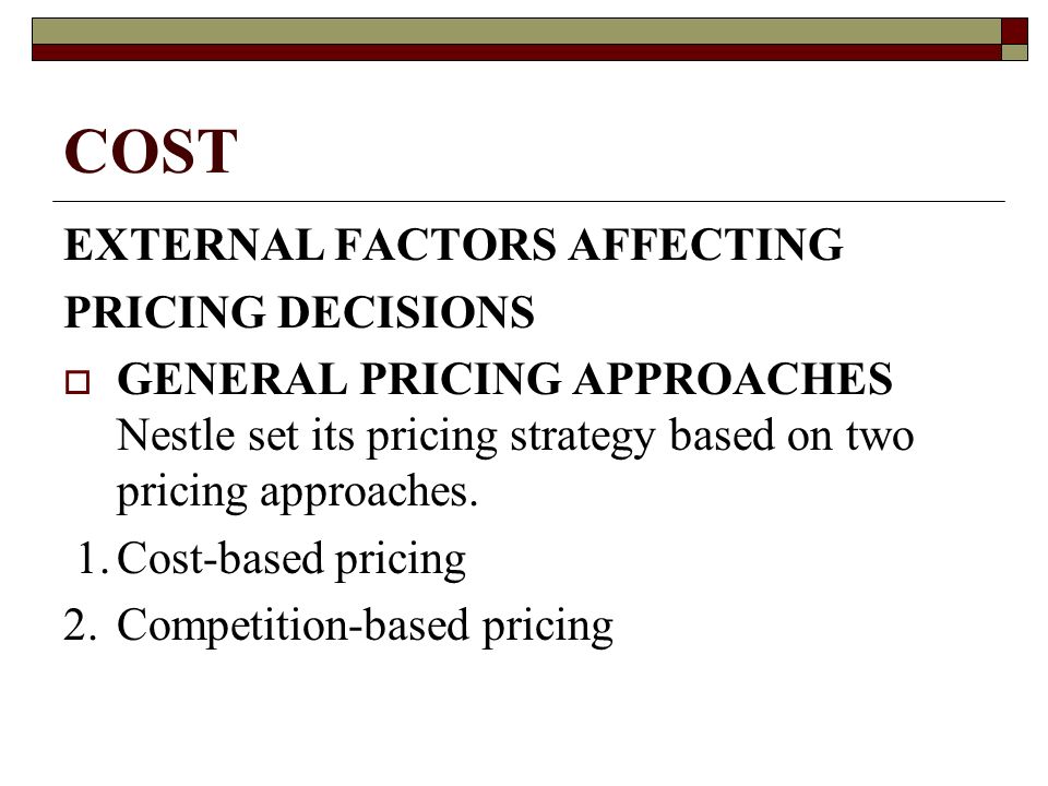 Pricing decision the marketing strategy